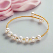 14k Gold Filled Natural Freshwater Pearl Bracelet-Black Diamonds New York