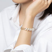 14k Gold Filled Natural Freshwater Pearl Bracelet-Black Diamonds New York