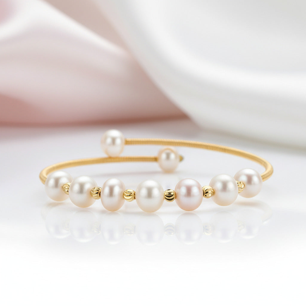14k Gold Filled Freshwater Pearl Bracelet-Black Diamonds New York