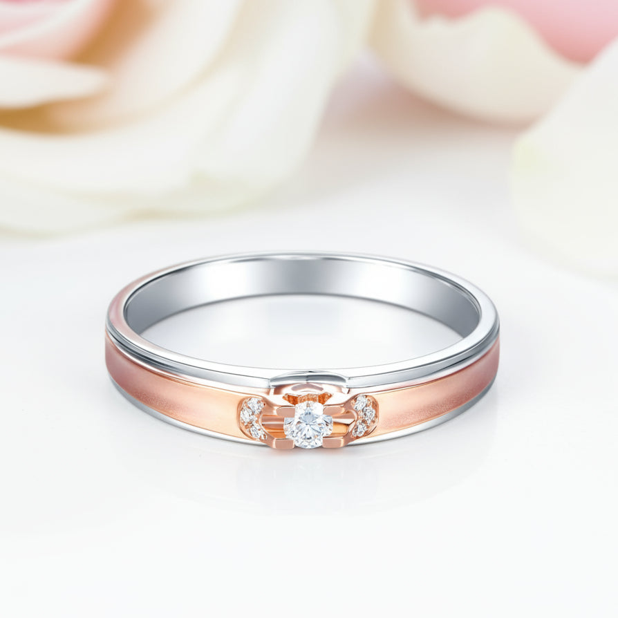 14k Gold Two Tone Wedding Band Natural Diamond-Black Diamonds New York