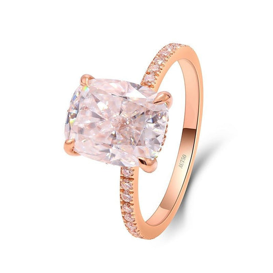 14k Gold VVS1 Cushion Cut 3.0ct Diamond halo Engagement Ring-Black Diamonds New York