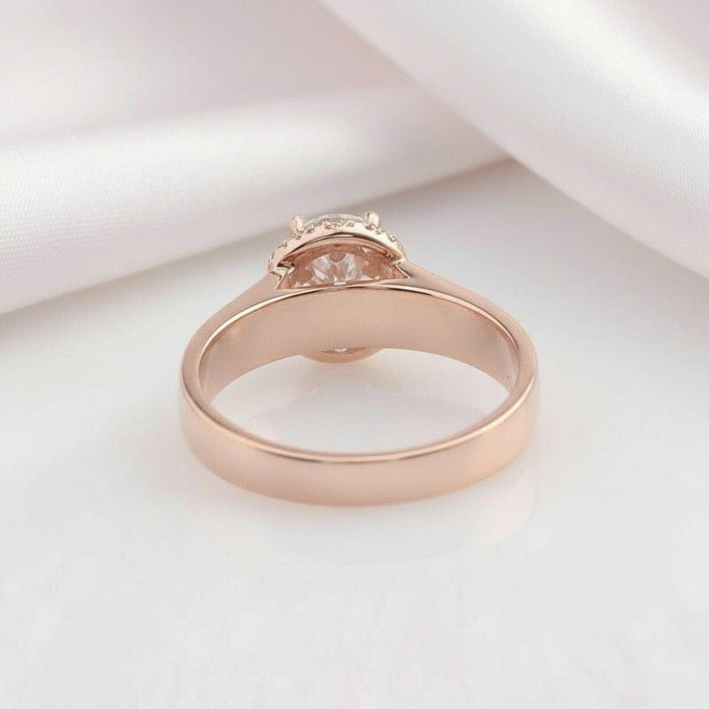 14k Rose Gold 0.5ct Diamond Halo Engagement Ring-Black Diamonds New York