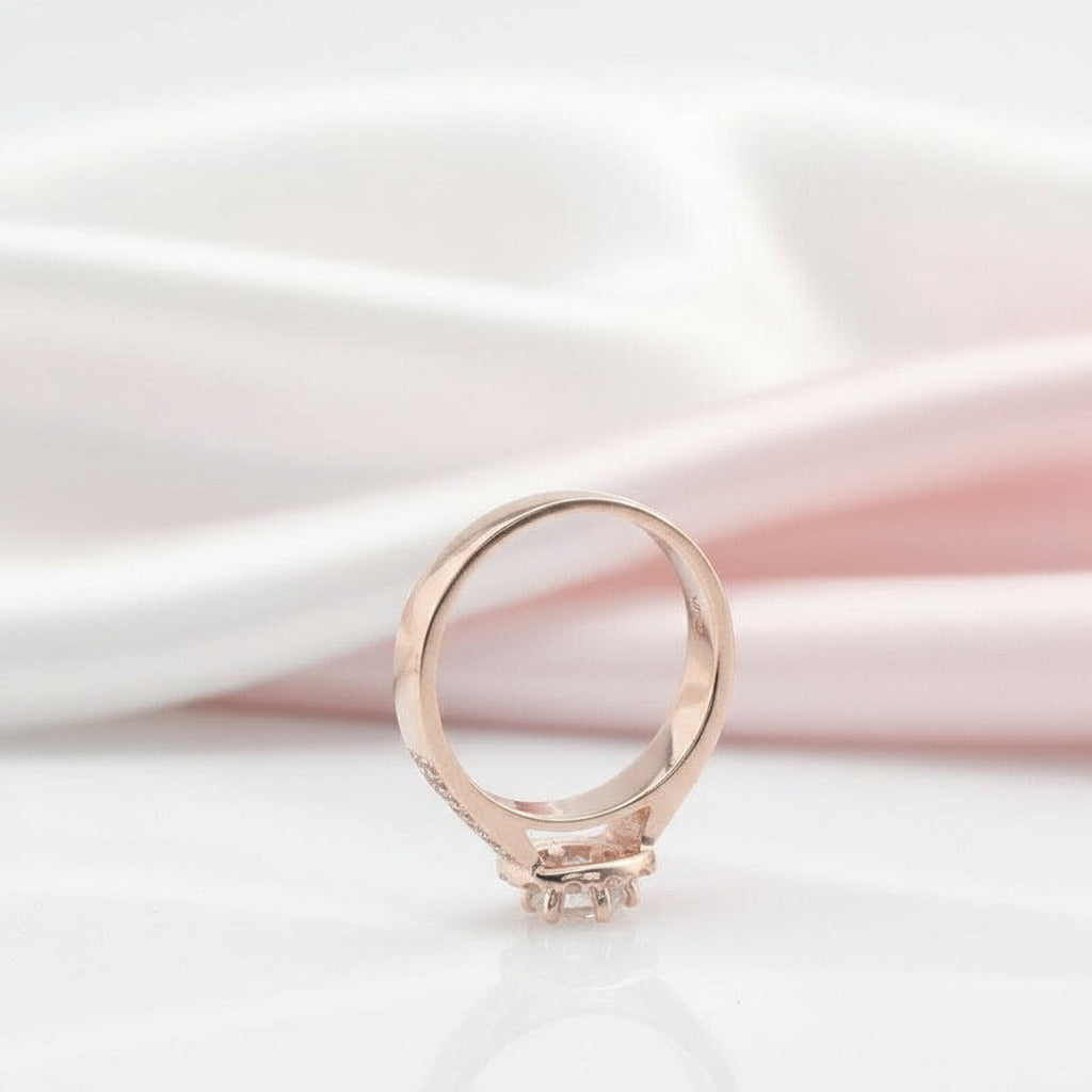 14k Rose Gold 0.5ct Diamond Halo Engagement Ring-Black Diamonds New York