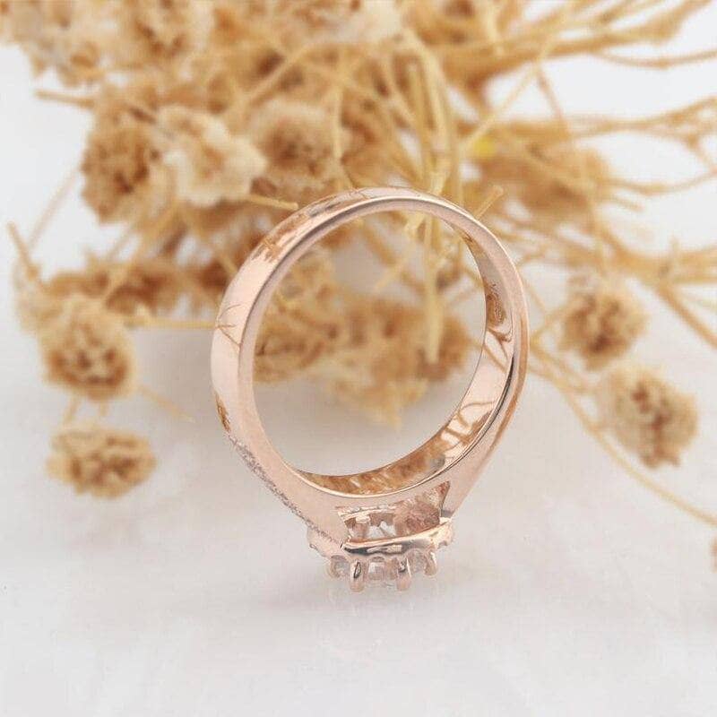 14k Rose Gold 0.5ct Diamond Halo Engagement Ring-Black Diamonds New York