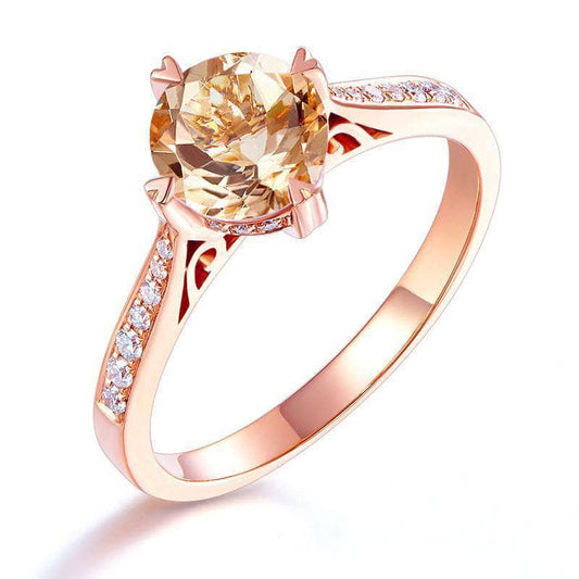 14K Rose Gold 1.2 Ct Peach Morganite & Natural Diamond Ring-Black Diamonds New York