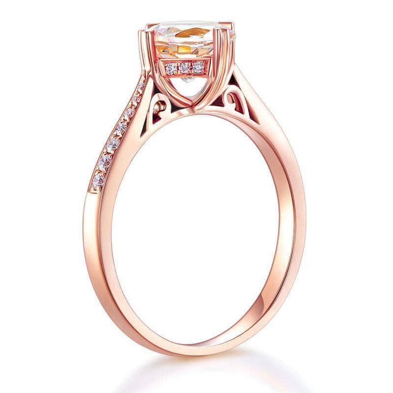 14K Rose Gold 1.2 Ct Peach Morganite & Natural Diamond Ring