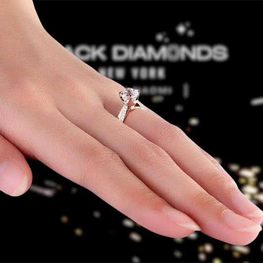 14K Rose Gold 1.2 Ct Topaz 0.2 Ct Natural Diamond Ring-Black Diamonds New York