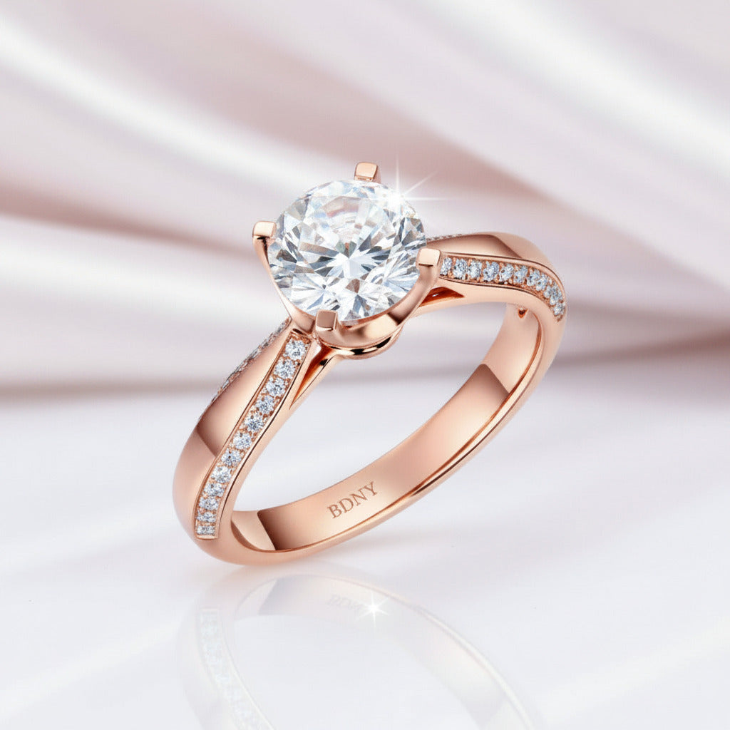 14k Rose Gold 1.2 Ct Topaz 0.2 Ct Diamond Option Ring-Black Diamonds New York