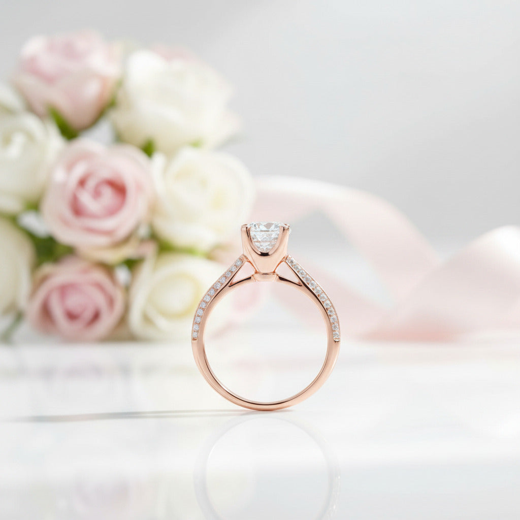 14k Rose Gold 1.2 Ct Topaz 0.2 Ct Diamond Option Ring-Black Diamonds New York