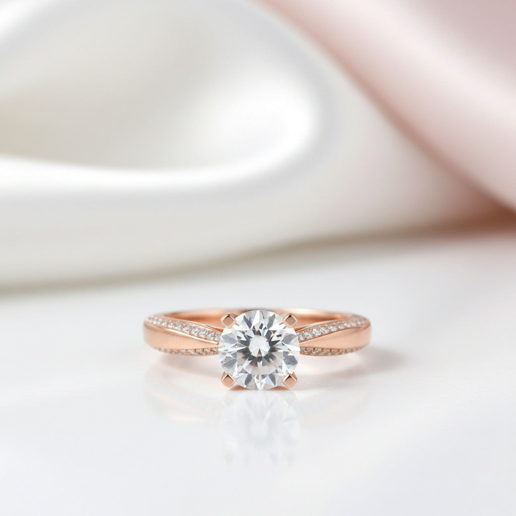 14k Rose Gold 1.2 Ct Topaz 0.2 Ct Diamond Option Ring-Black Diamonds New York
