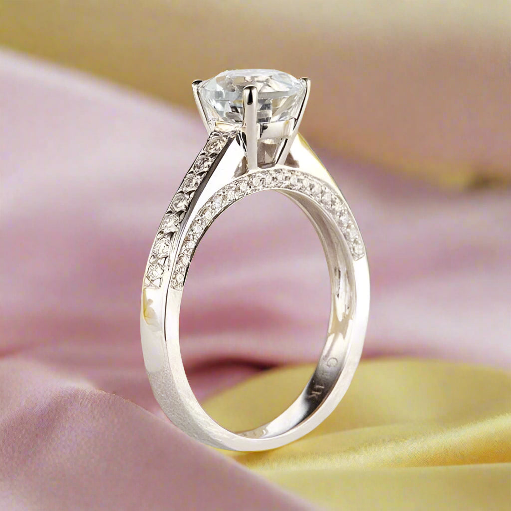 14K Rose Gold 1.2 Ct Topaz 0.42 Ct Natural Diamond Ring-Black Diamonds New York