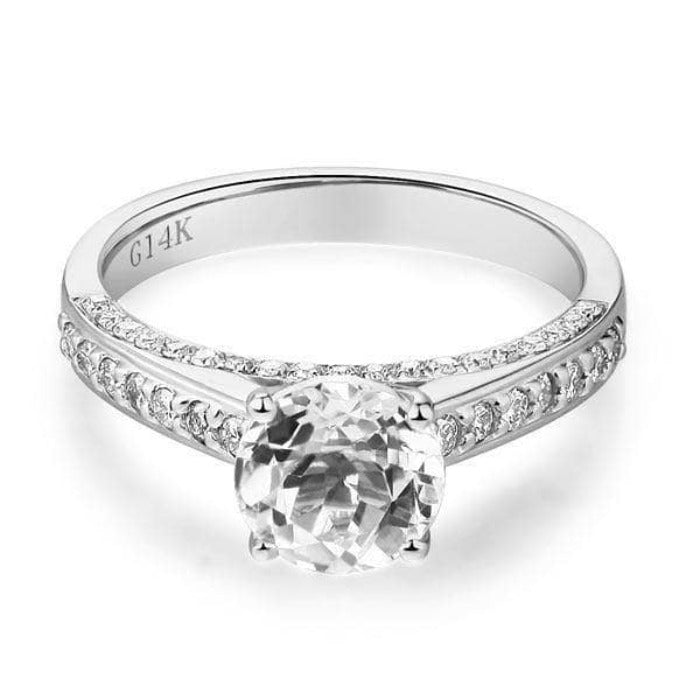 14K Rose Gold 1.2 Ct Topaz 0.42 Ct Natural Diamond Ring-Black Diamonds New York
