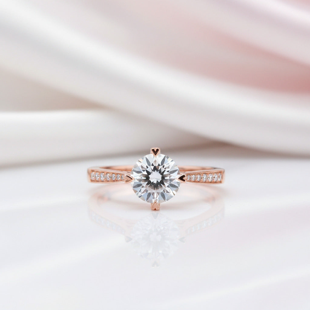 14k Rose Gold 1.2 Ct Topaz & Diamond Option Engagement Ring-Black Diamonds New York