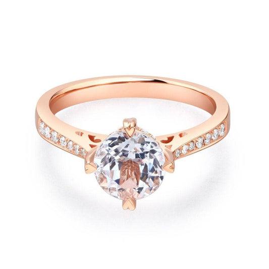14K Rose Gold 1.2 Ct Topaz & Natural Diamond Engagement Ring-Black Diamonds New York