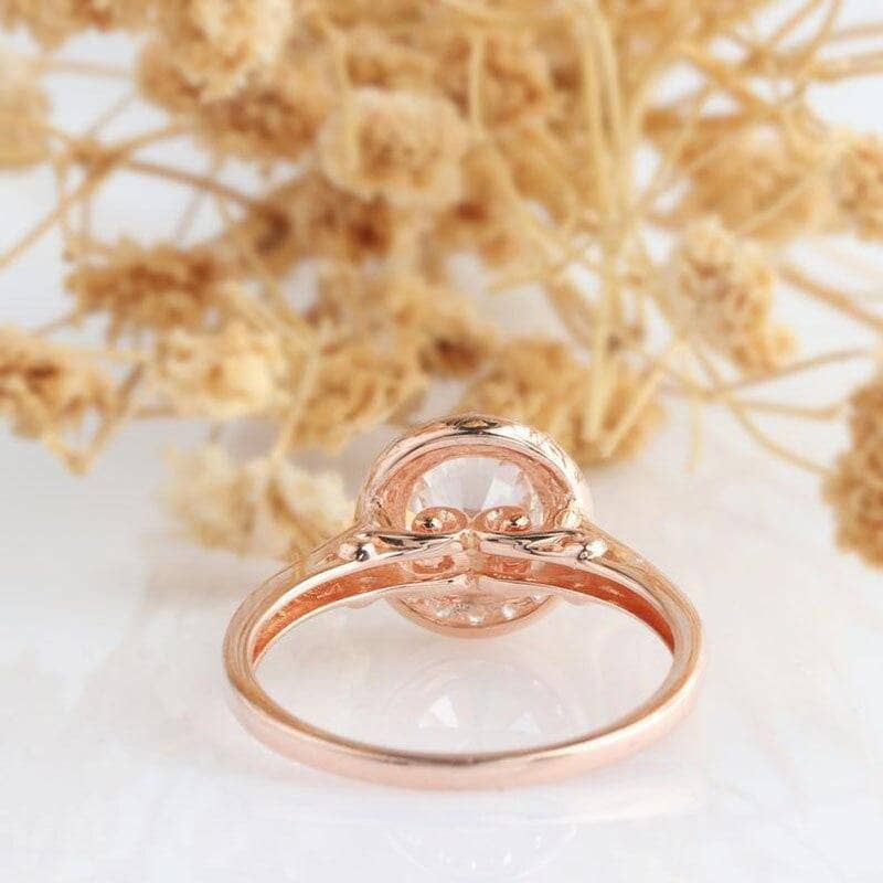 14K Rose Gold 1.2CT Moissanite Classic Halo Engagement Ring-Black Diamonds New York