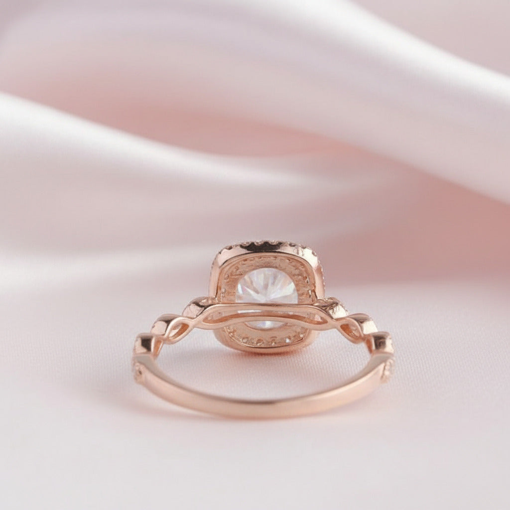 14k Rose Gold 1.2 Ct Round Cut Diamond Option Halo Engagement Ring-Black Diamonds New York
