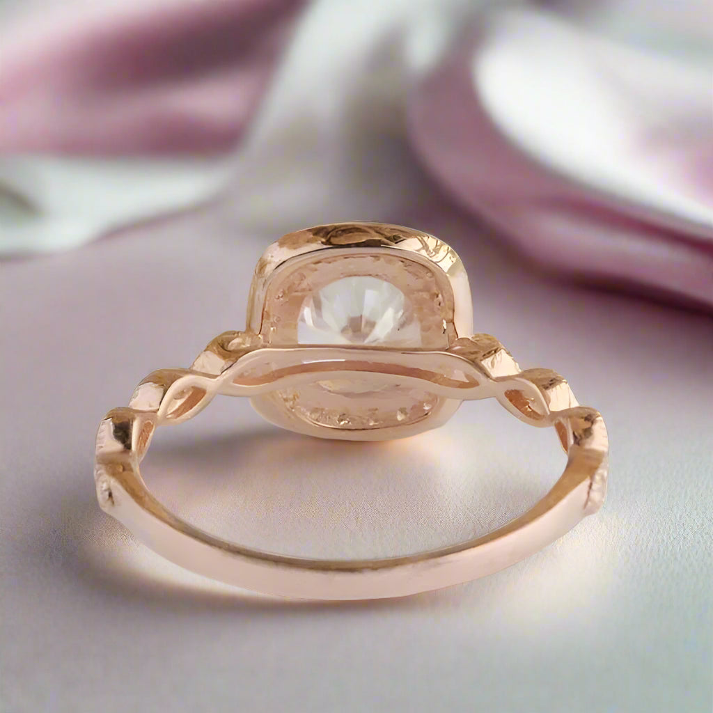 14k Rose Gold 1.2 Ct Round Cut Diamond Halo Engagement Ring-Black Diamonds New York