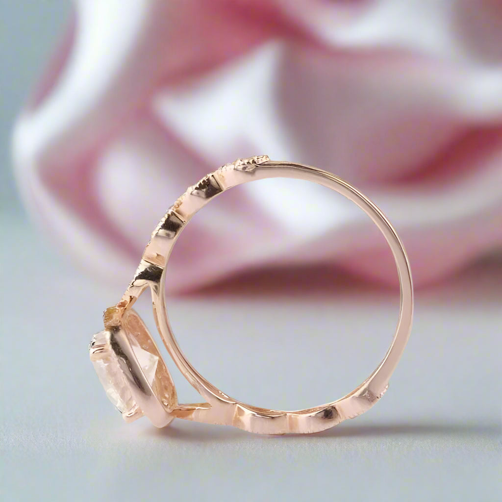 14k Rose Gold 1.2 Ct Round Cut Diamond Halo Engagement Ring-Black Diamonds New York