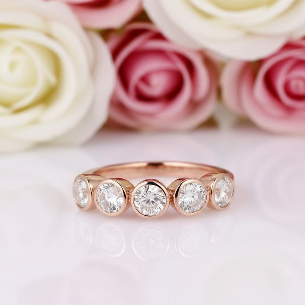 14k Rose Gold 1.5 Ctw Diamond Bubble Style Half Eternity Wedding Band-Black Diamonds New York