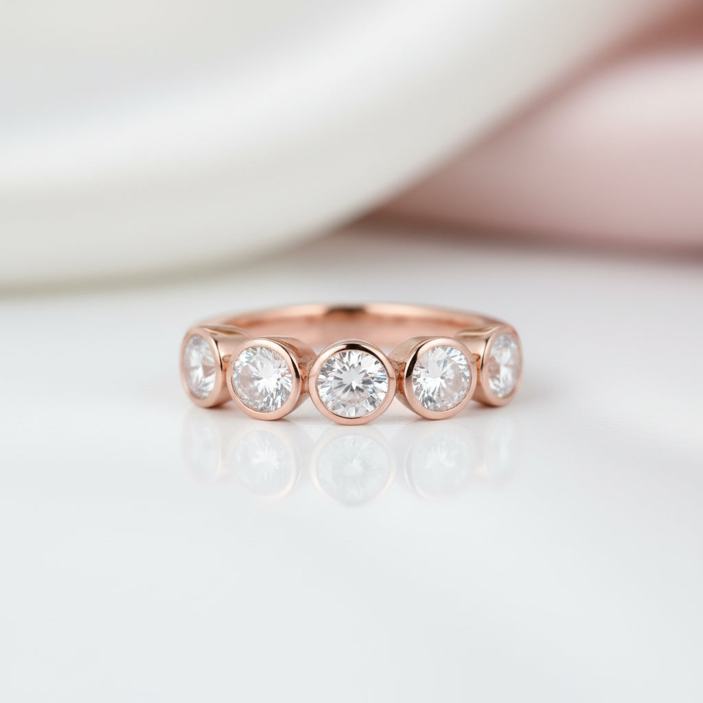 14k Rose Gold 1.5 Ctw Diamond Option Bubble Half Eternity Wedding Band-Black Diamonds New York