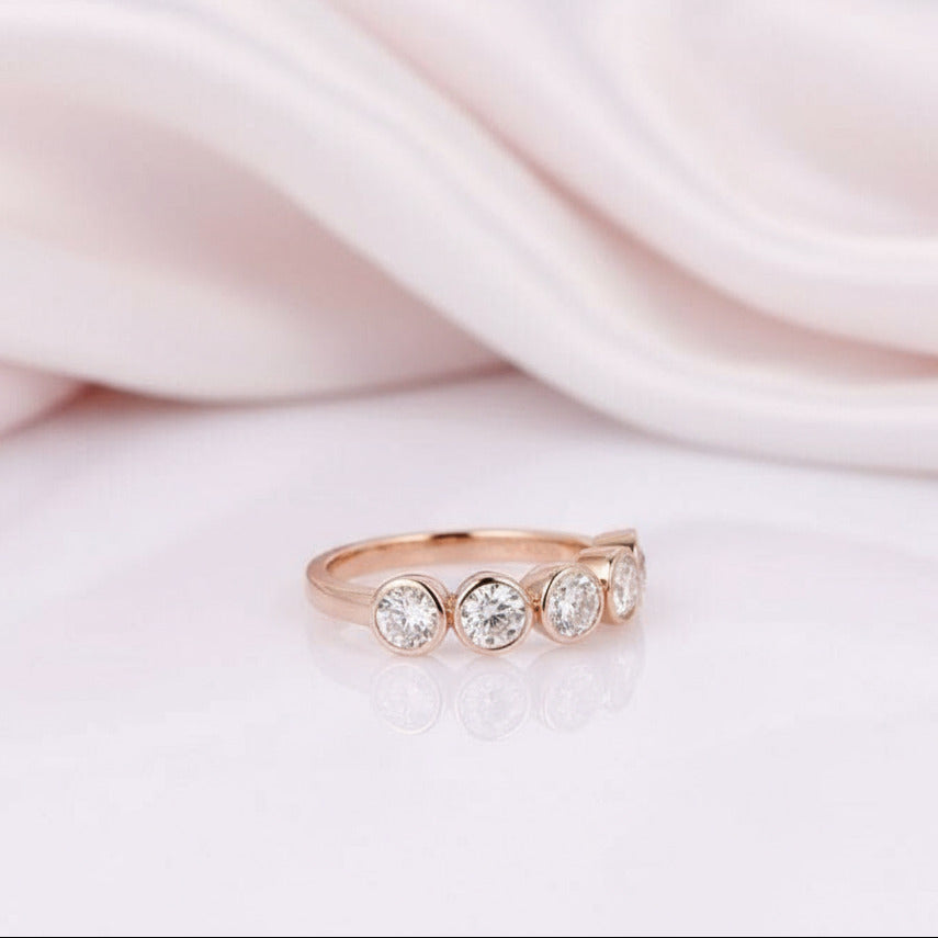 14k Rose Gold 1.5 Ctw Diamond Bubble Style Half Eternity Wedding Band-Black Diamonds New York