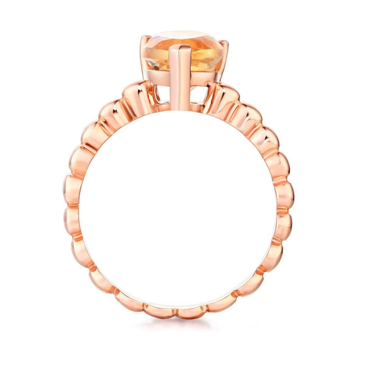 14K Rose Gold 1.6ct Pear Citrine Solitaire Ring-Black Diamonds New York