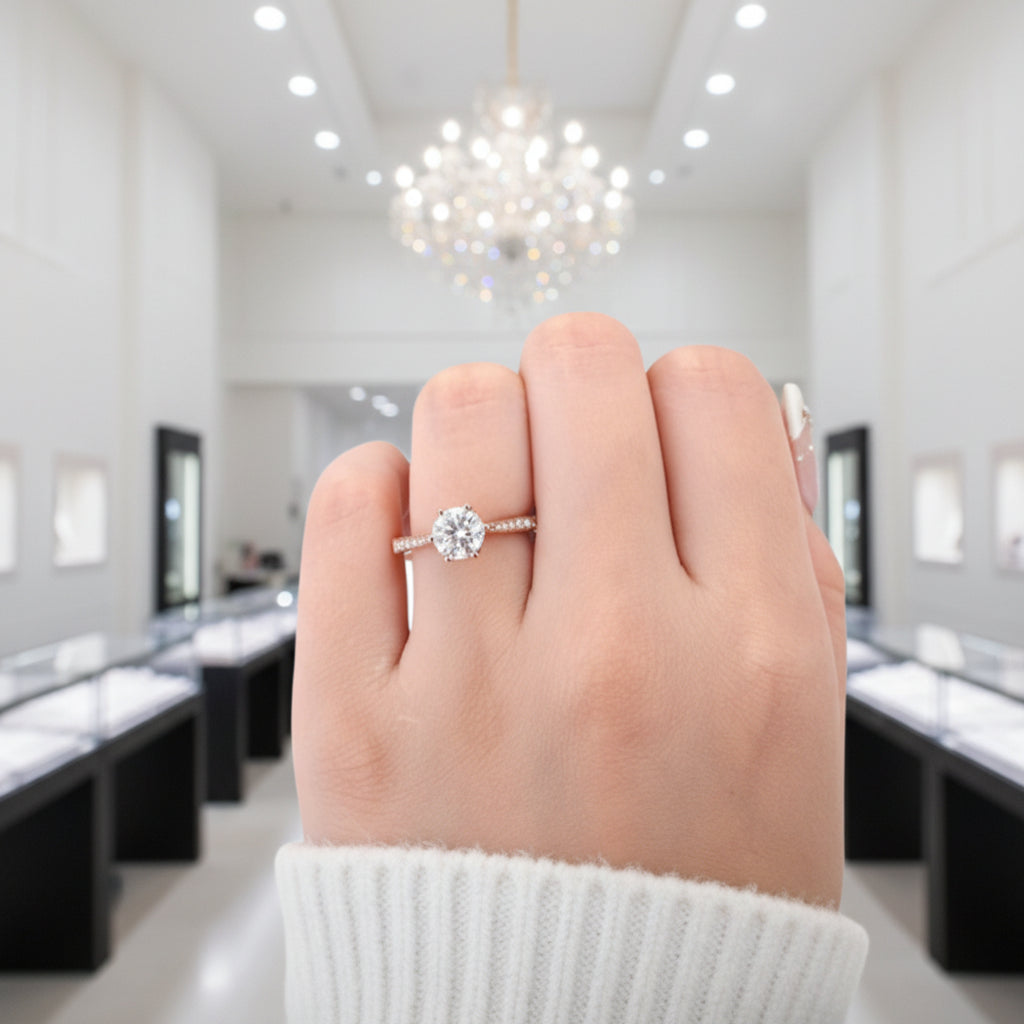 14k Rose Gold 1.0 Ct Diamond Option 6 Prong Solitaire Engagement Ring-Black Diamonds New York