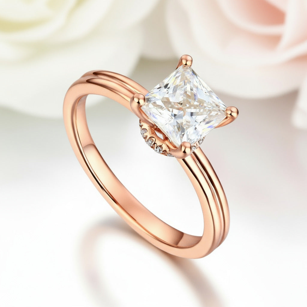 14k Rose Gold 1ct Princess Cut Diamond-Black Diamonds New York