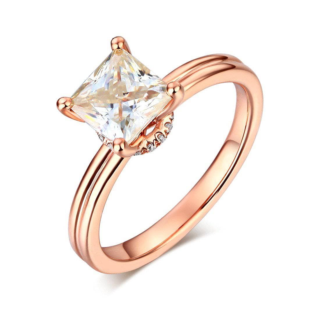 14K Rose Gold 1ct Princess Cut Moissanite Diamond-Black Diamonds New York