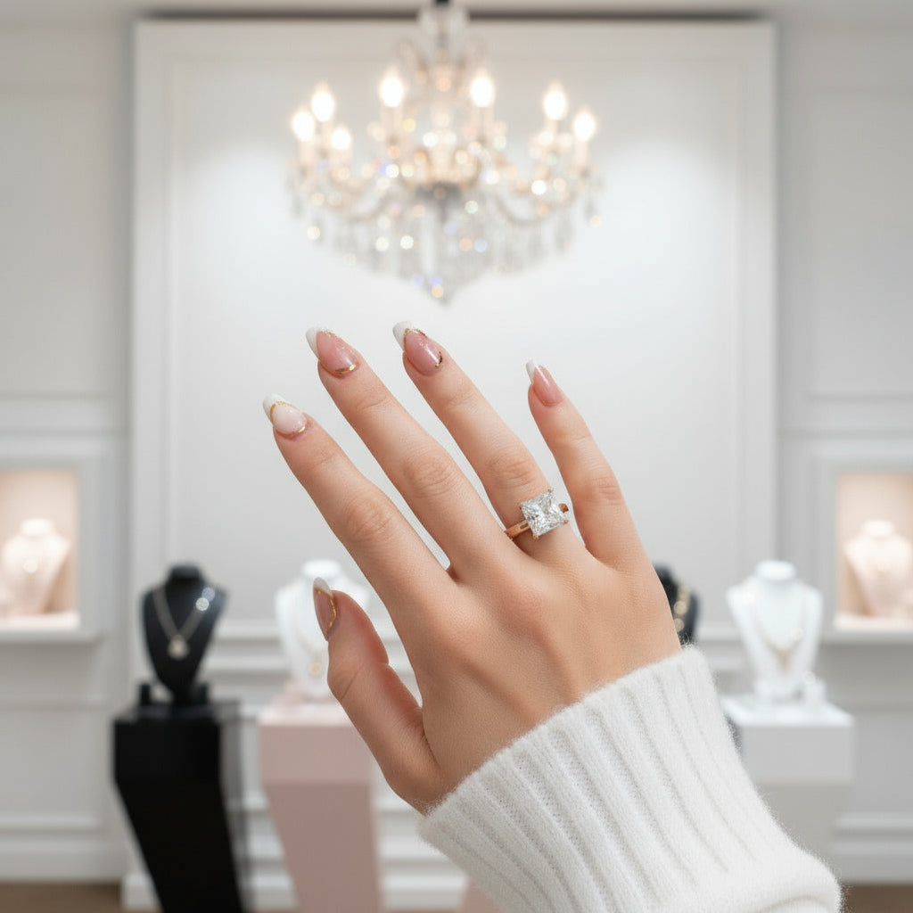 14k Rose Gold 1ct Princess Cut Diamond Ring-Black Diamonds New York