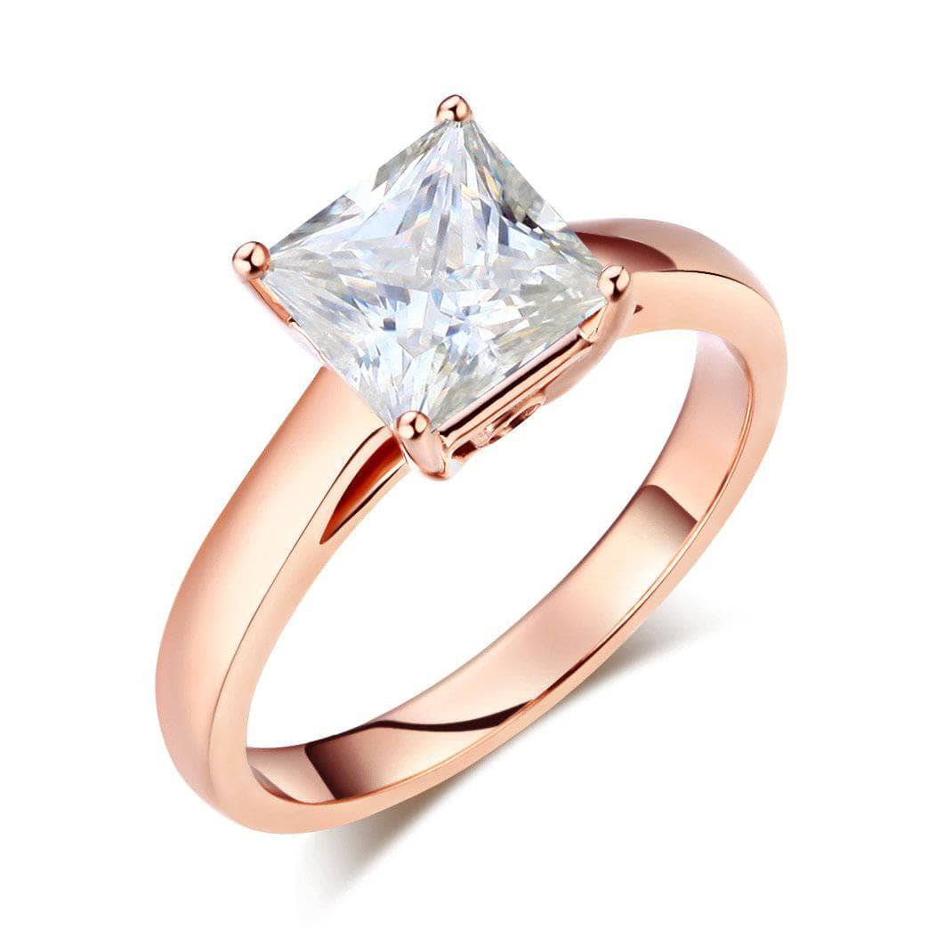 14K Rose Gold 1ct Princess Cut Diamond Ring-Black Diamonds New York