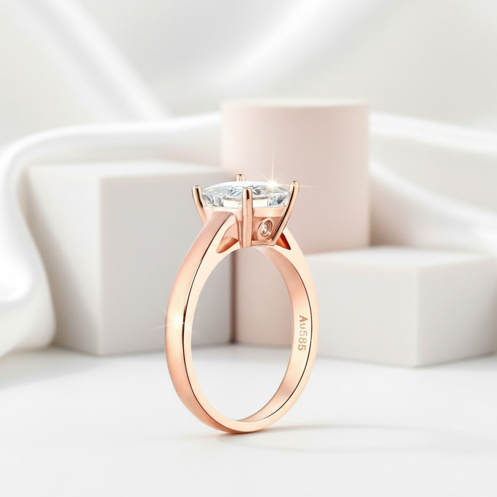 14k Rose Gold 1ct Princess Cut Diamond Ring-Black Diamonds New York