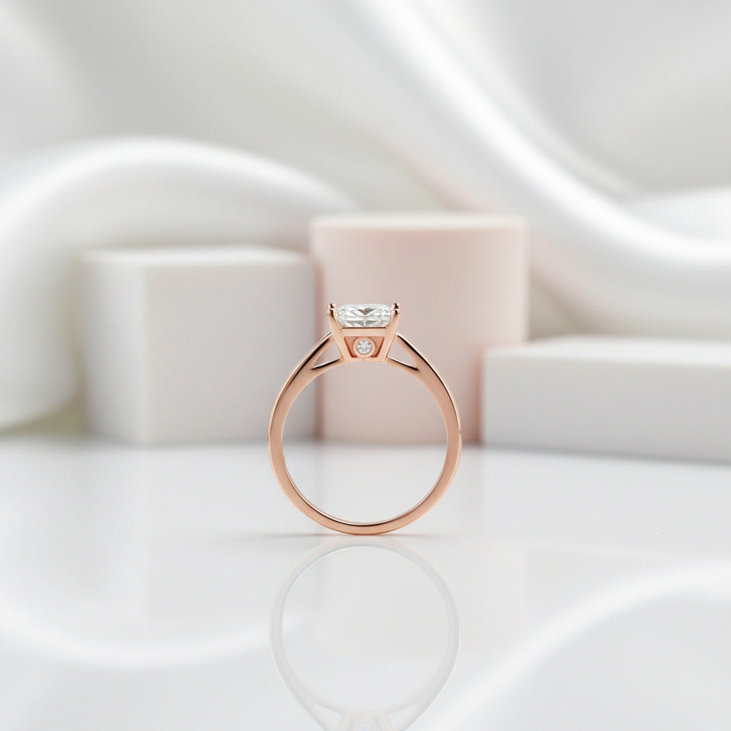 14k Rose Gold 1ct Princess Cut Diamond Ring-Black Diamonds New York