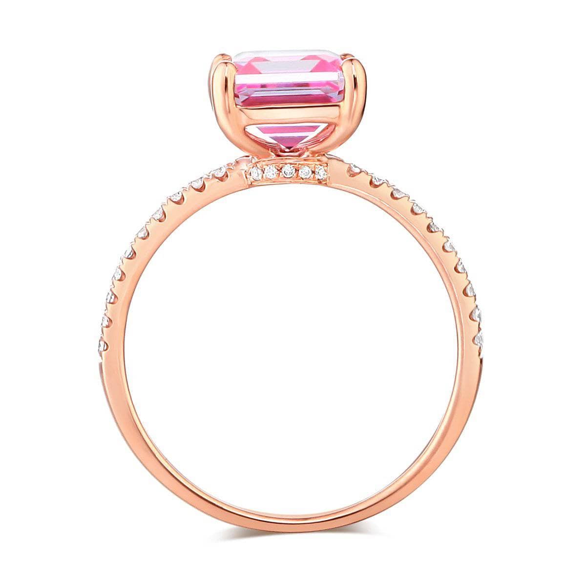 14K Rose Gold 2.8ct Pink Topaz 0.16ct Natural Diamond Ring-Black Diamonds New York