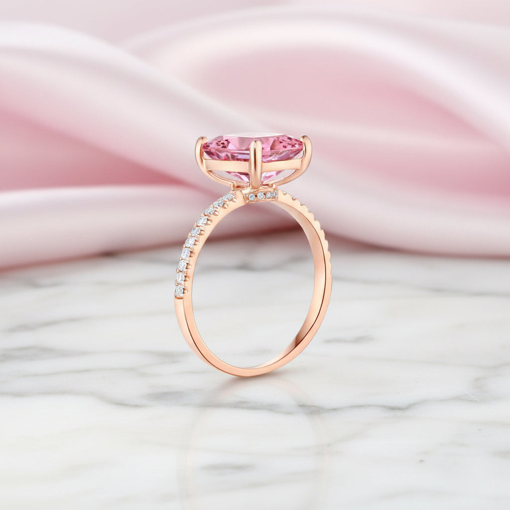 14k Rose Gold 2.8ct Pink Topaz Diamond Option Ring-Black Diamonds New York