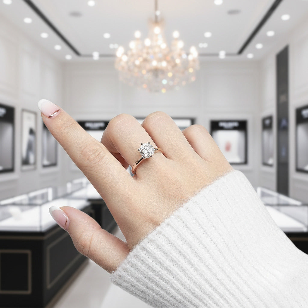 14k Rose Gold 2ct 8mm D Color Diamond Option Solitaire Engagement Ring-Black Diamonds New York