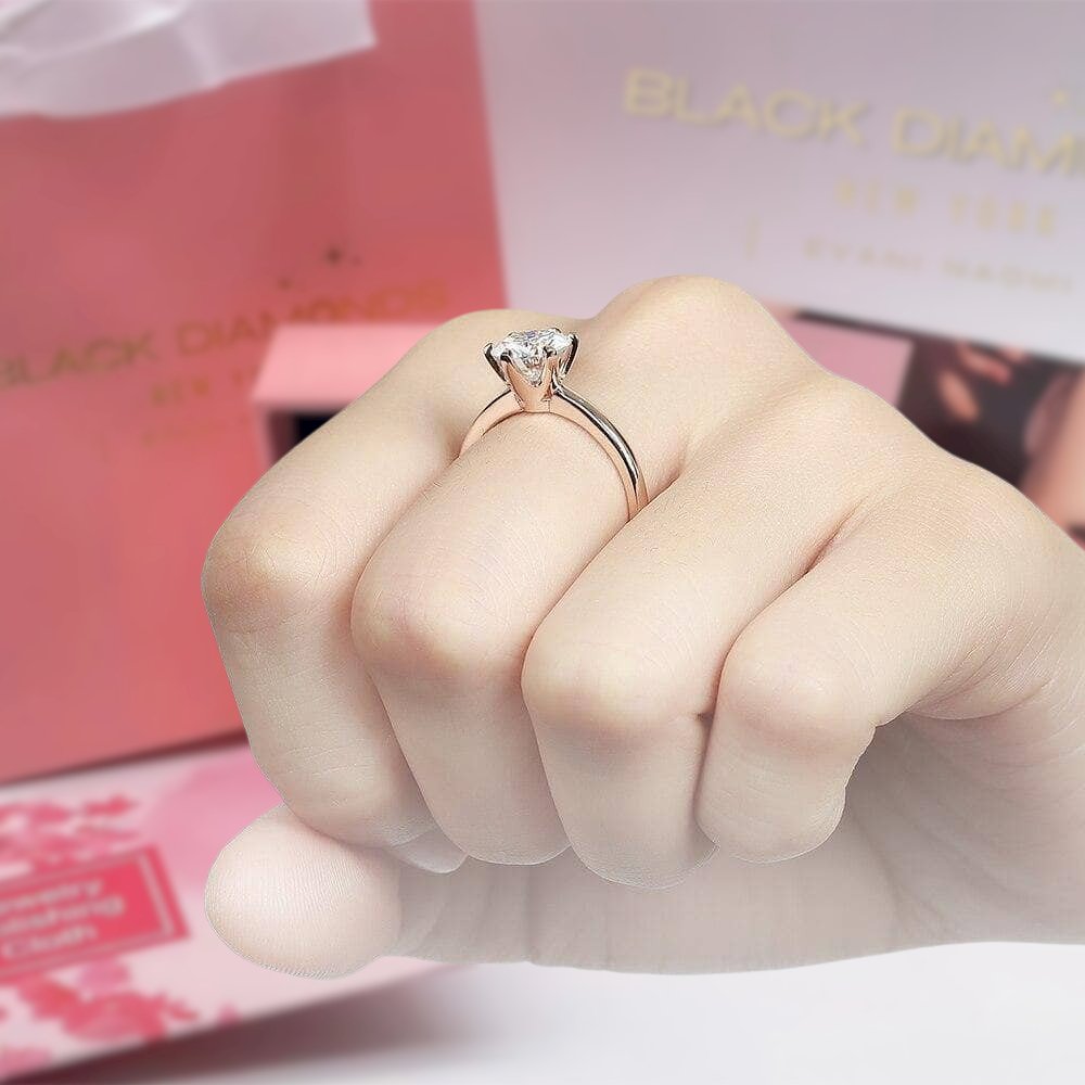14k Rose Gold 2ct 8mm D Color Diamond Solitaire Engagement Ring-Black Diamonds New York