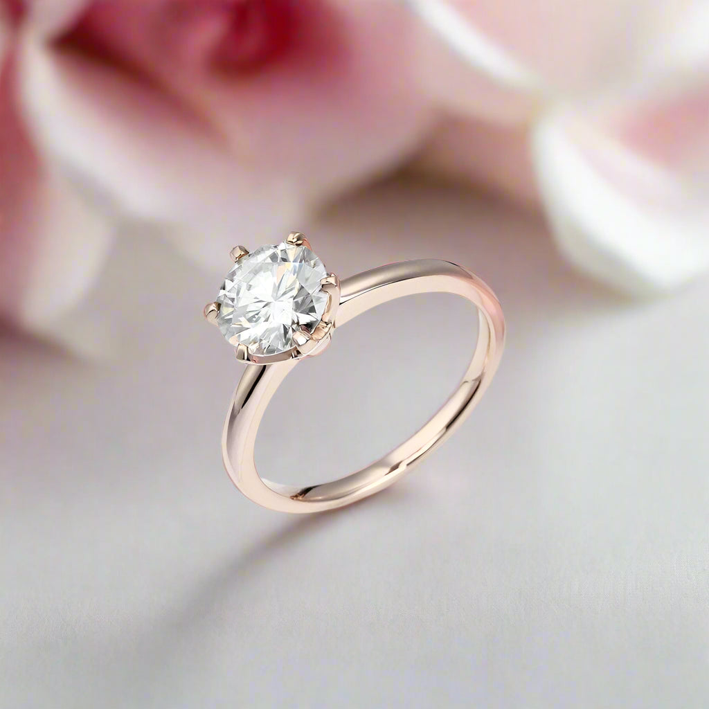 14k Rose Gold 2ct 8mm D Color Diamond Solitaire Engagement Ring-Black Diamonds New York