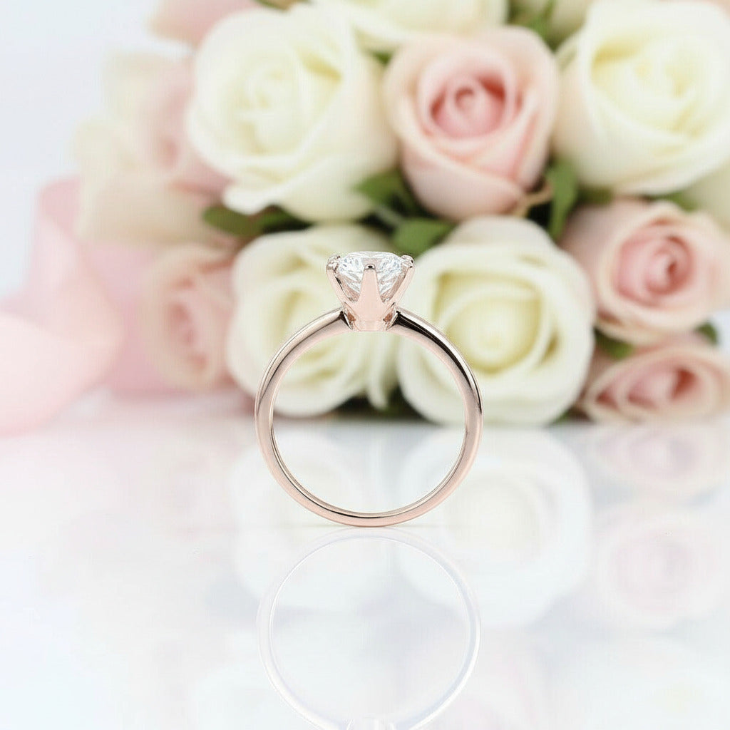 14k Rose Gold 2ct 8mm D Color Diamond Option Solitaire Engagement Ring-Black Diamonds New York