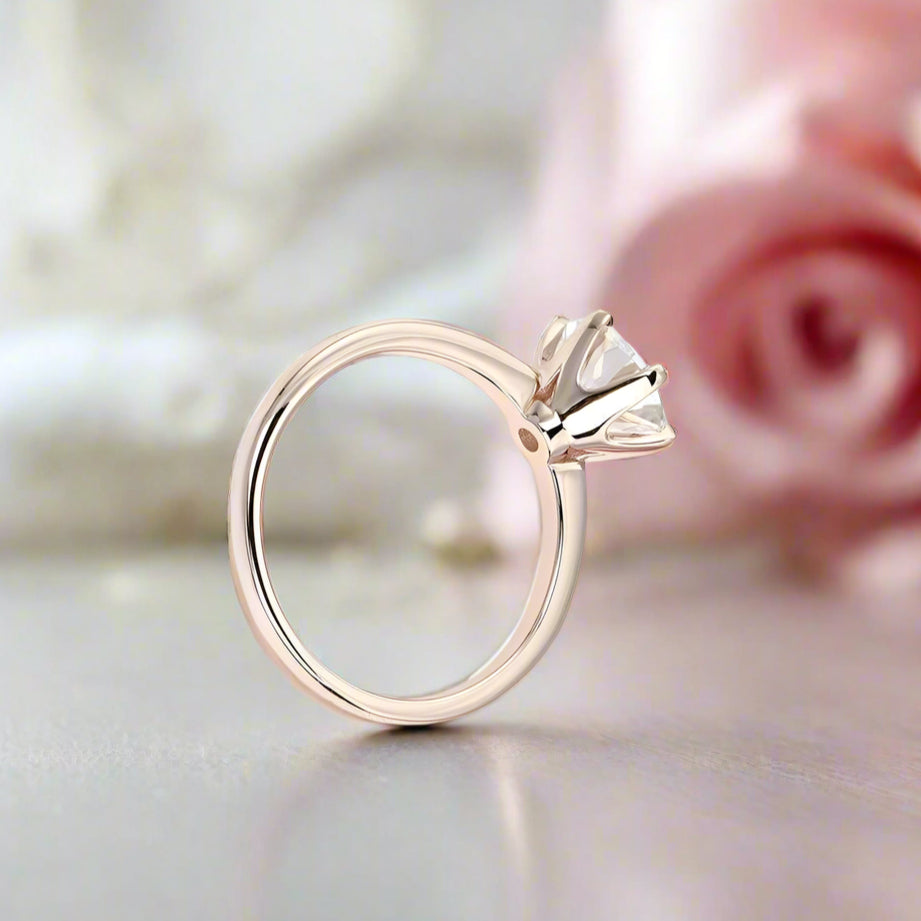 14k Rose Gold 2ct 8mm D Color Diamond Solitaire Engagement Ring-Black Diamonds New York