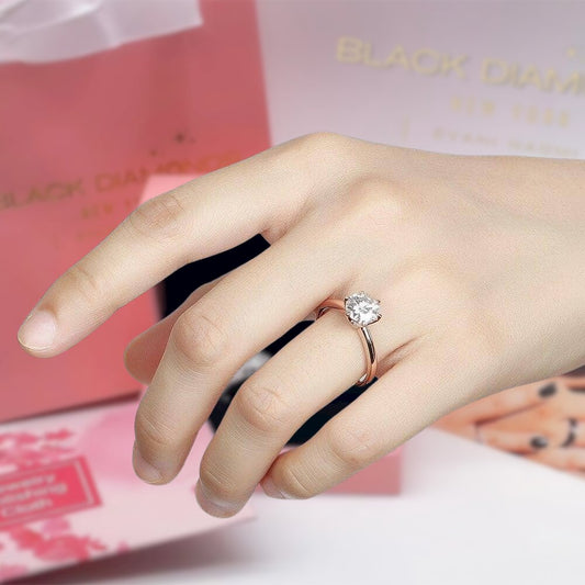14k Rose Gold 2ct 8mm D Color Moissanite Solitaire Engagement Ring - Black Diamonds New York