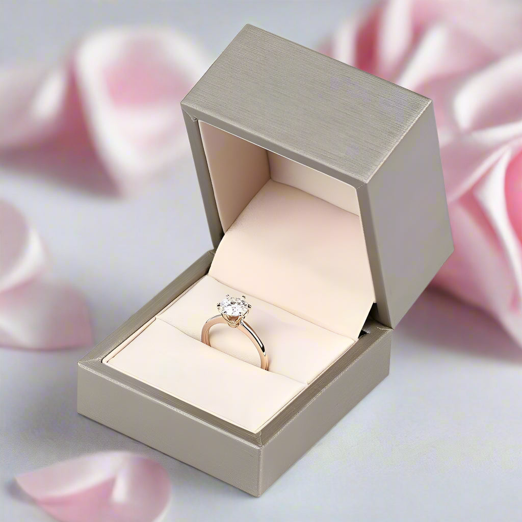 14k Rose Gold 2ct 8mm D Color Diamond Solitaire Engagement Ring-Black Diamonds New York