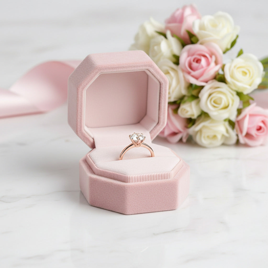 14k Rose Gold 2ct 8mm D Color Diamond Option Solitaire Engagement Ring-Black Diamonds New York