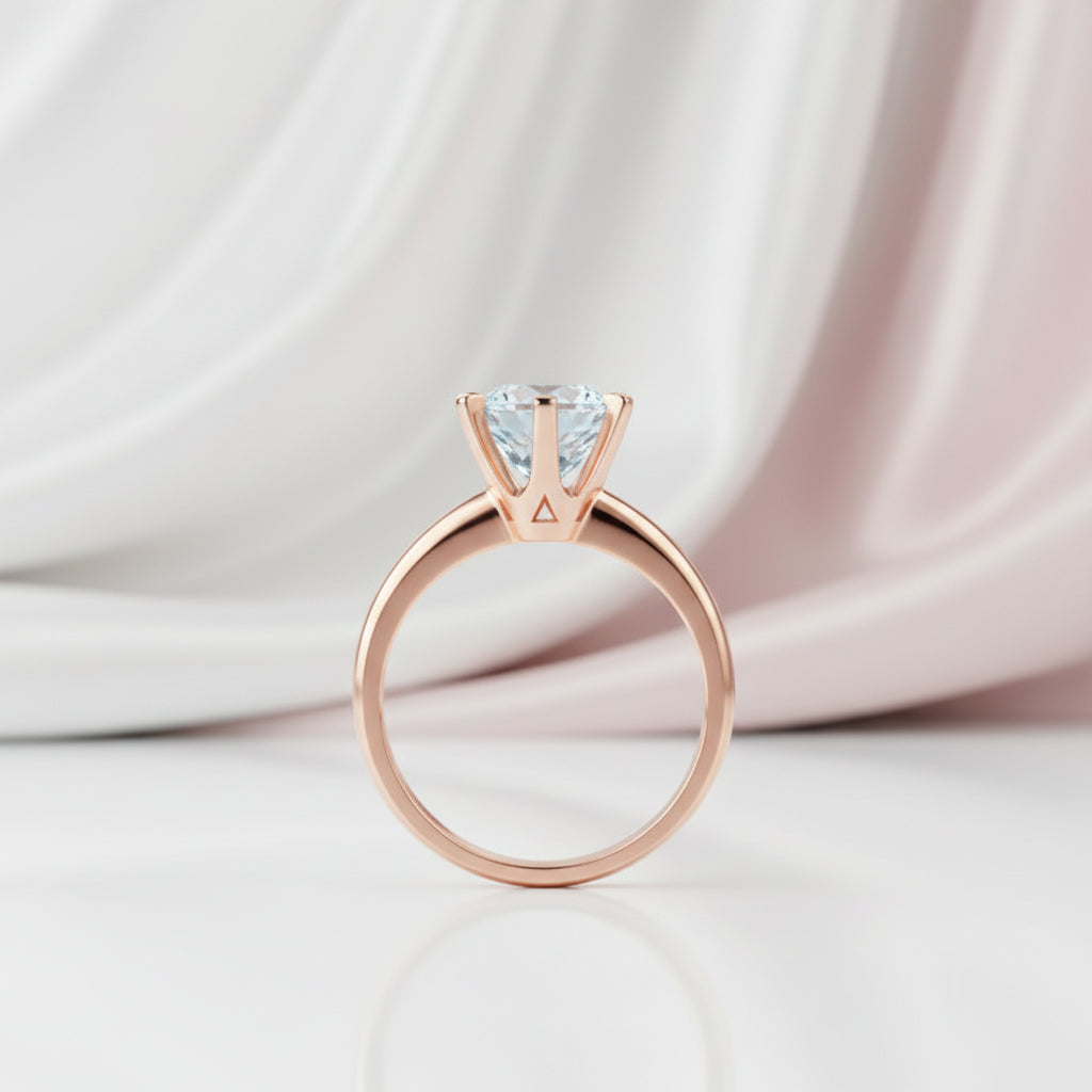 14k Rose Gold 2ct Topaz 6 Claws Solitaire Ring-Black Diamonds New York