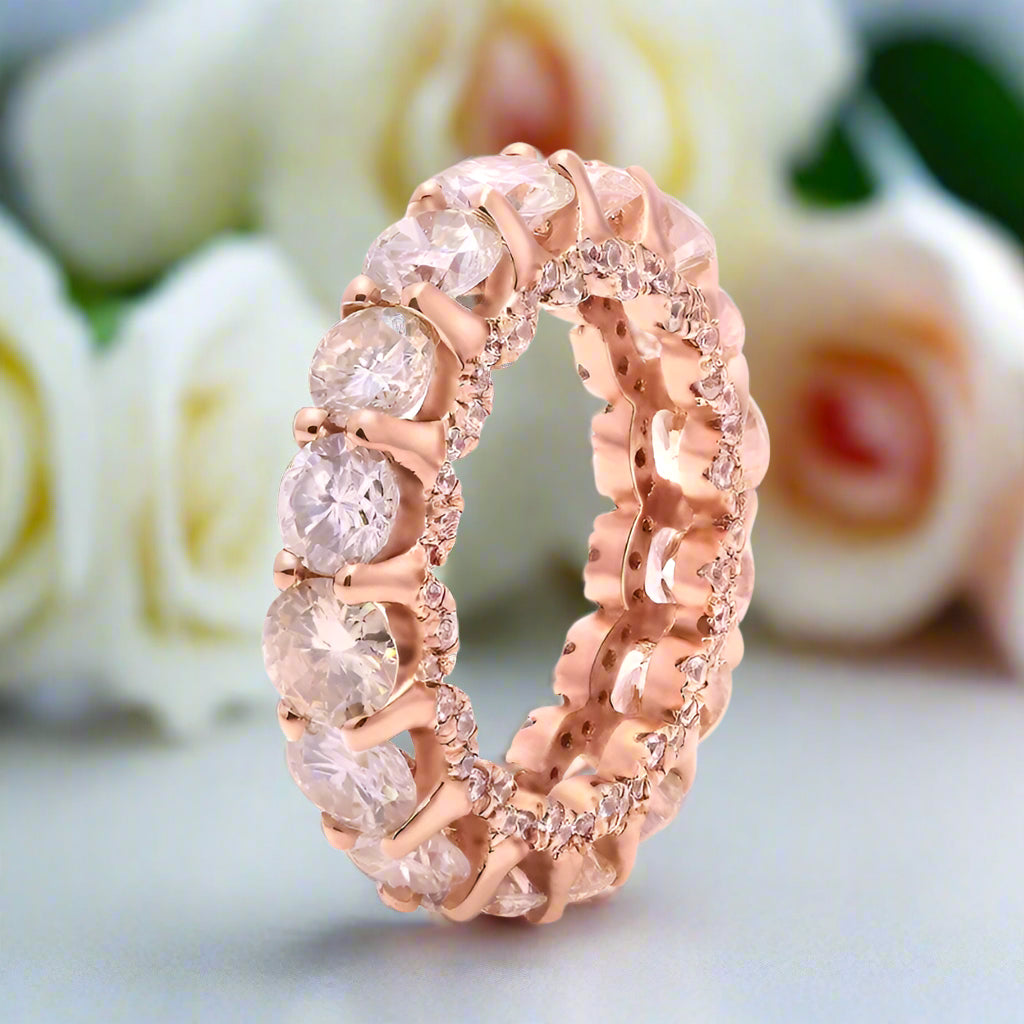 14k Rose Gold 5.1 Ct Round Cut Diamond Wedding Band-Black Diamonds New York