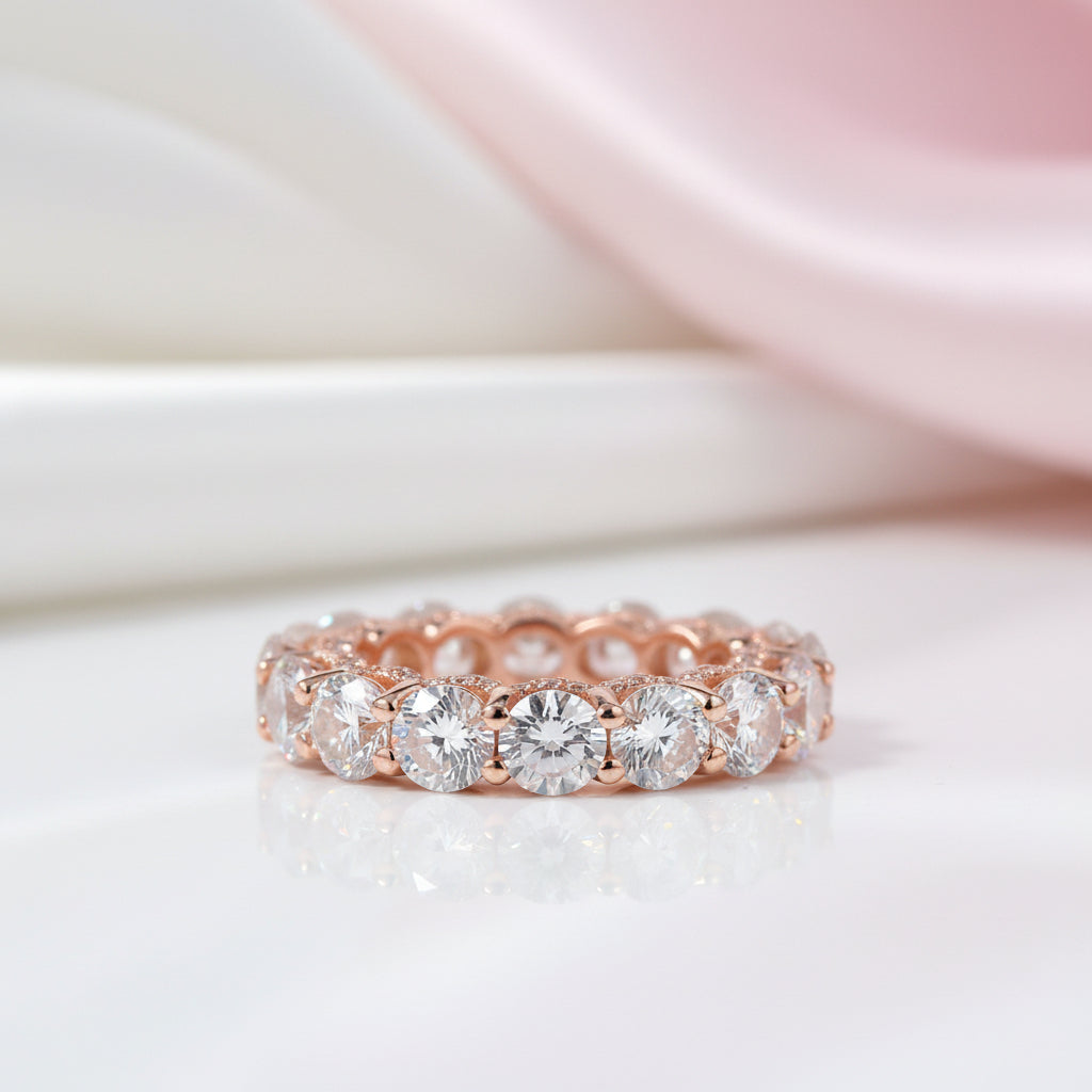14k Rose Gold 5.1 Ct Round Cut Diamond Option Wedding Band-Black Diamonds New York