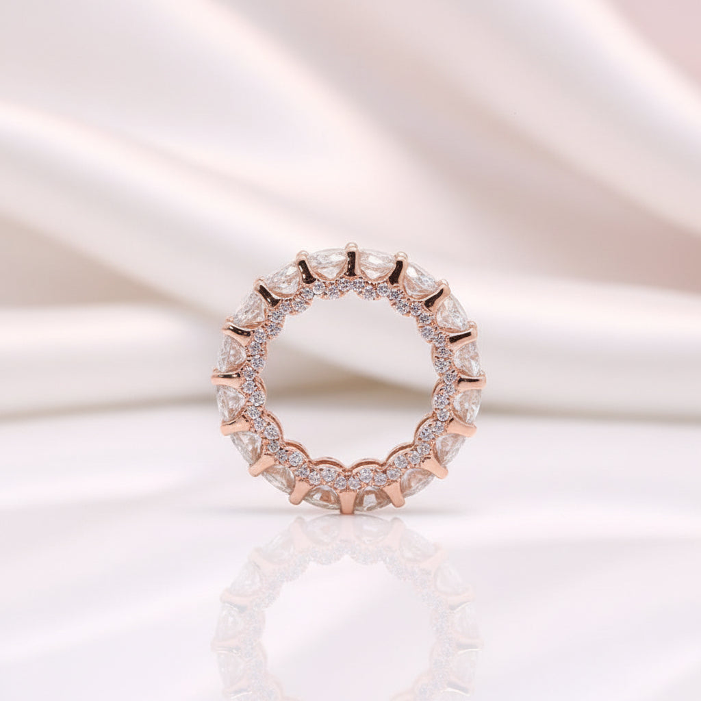 14k Rose Gold 5.1 Ct Round Cut Diamond Option Wedding Band-Black Diamonds New York