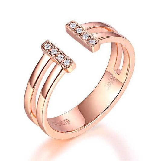 14K Rose Gold Anniversary Ring 0.04ct Natural Diamond