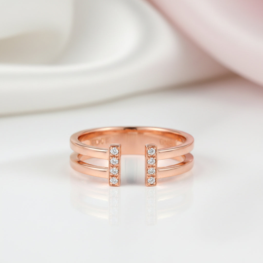 14k Rose Gold Anniversary Ring 0.04ct Natural Diamond Option-Black Diamonds New York
