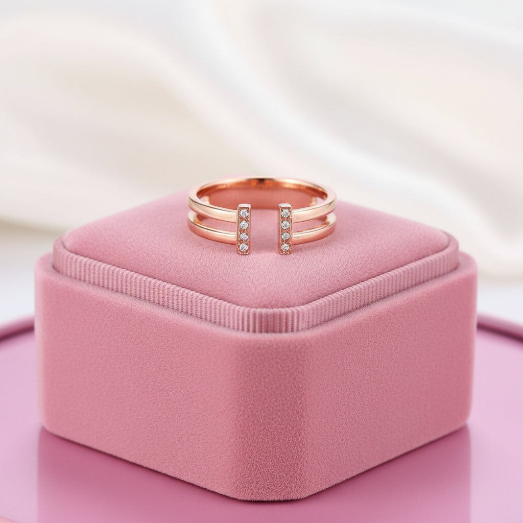 14k Rose Gold Anniversary Ring 0.04ct Natural Diamond Option-Black Diamonds New York